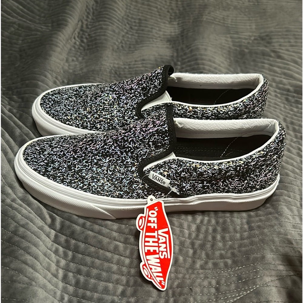 Shiny Party slip on Vans. Size 9. NIB